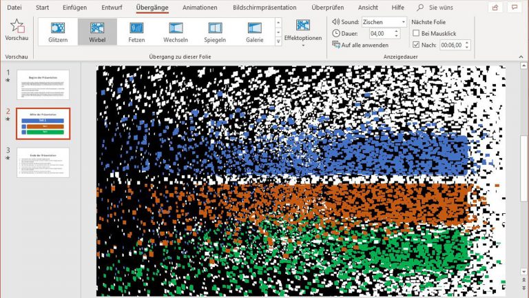 PowerPoint-Folienübergänge: Mit “Wirbel” für Aufmerksamkeit sorgen PowerPoint-Folienübergänge: Mit “Wirbel” für Aufmerksamkeit sorgen
