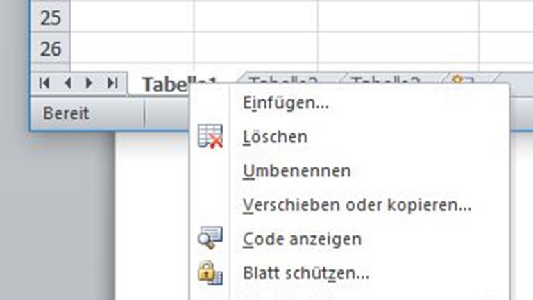 Serienbrief erstellen in Word 2010: Excel-Kontextmenü Excel-Fenster mit Kontextmenü von Tabelle 1
