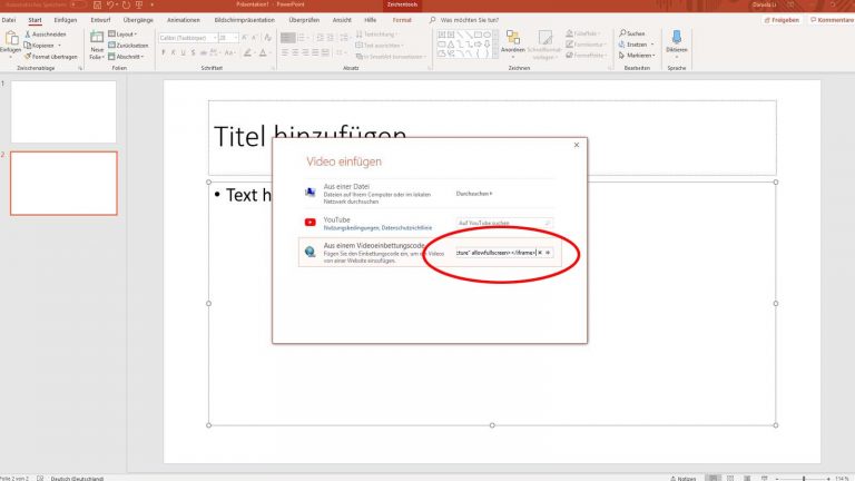 Online-Video in PowerPoint einfügen mit Einbettungscode Online-Video in PowerPoint einfügen mit Einbettungscode