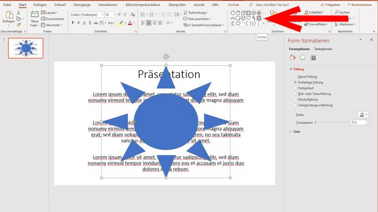 PowerPoint Wasserzeichen Sonne als Grafik einf&uuml;gen