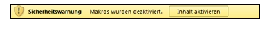 Word-Leiste mit Sicherheitswarnung Word-Leiste mit Sicherheitswarnung