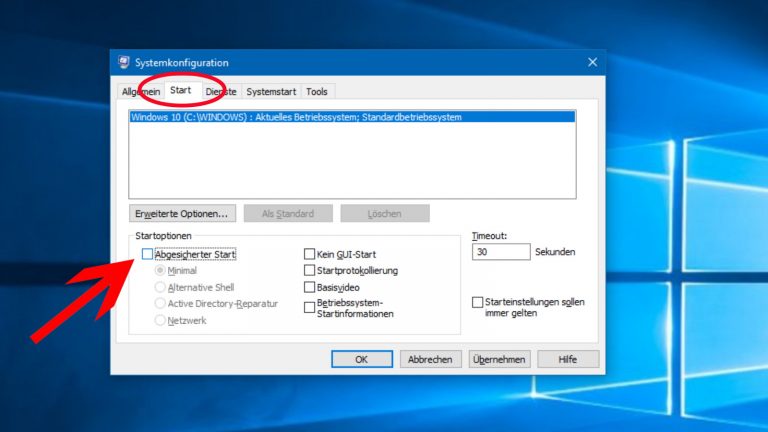 Abgesicherten Modus bei Windows 10 verlassen Screenshot Abgesicherten Modus bei Windows 10 verlassen