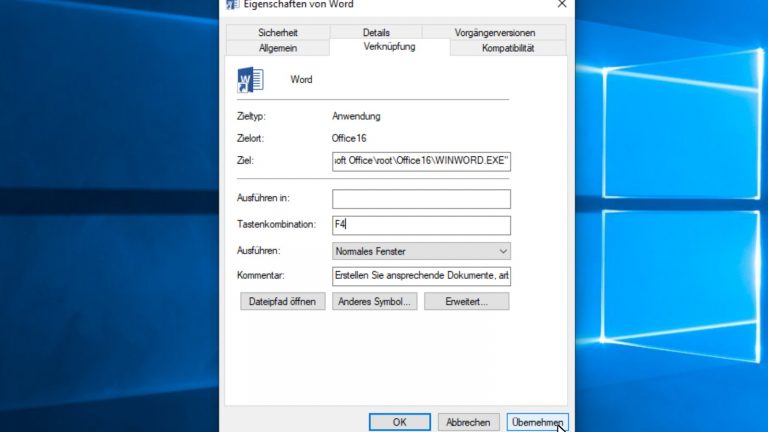 Screenshot F-Tasten belegen: Programm öffnen Screenshot F-Tasten belegen: Programm öffnen