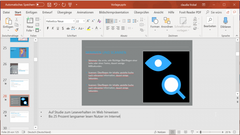Notizen in PowerPoint formatieren Notizen in PowerPoint formatieren