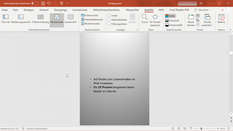 Notizen in PowerPoint ausdrucken ohne Folie Notizen in PowerPoint ausdrucken ohne Folie