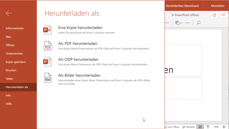 PowerPoint Online: Präsentation konvertieren PowerPoint Online: Präsentation konvertieren