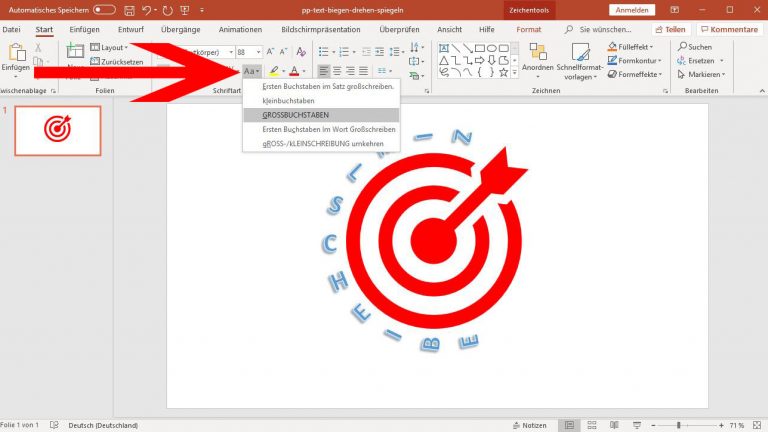PowerPoint: Text in Großbuchstaben formatieren für bessere Lesbarkeit