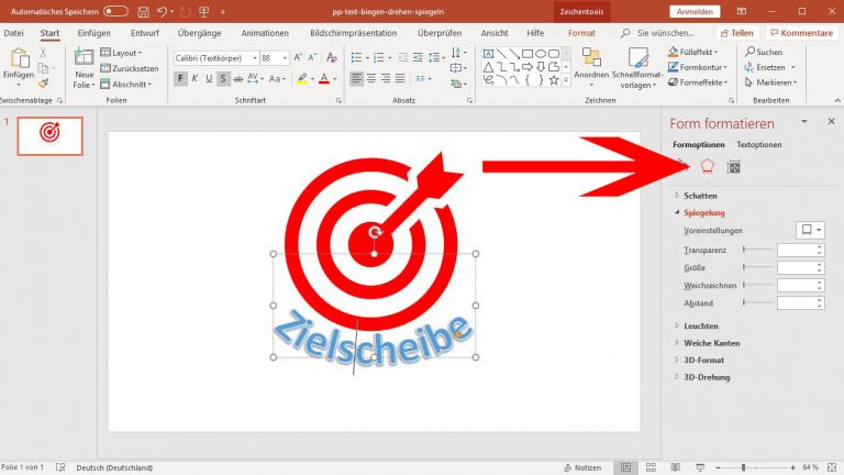 PowerPoint: Spiegelung im Menü auswählen