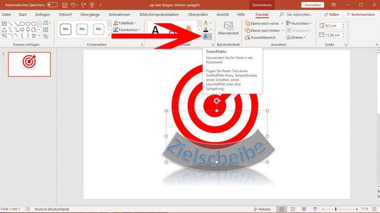PowerPoint: Texteffekt auf einen Schriftzug anwenden