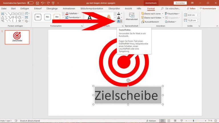 PowerPoint: Text biegen über den Punkt Texteffekte