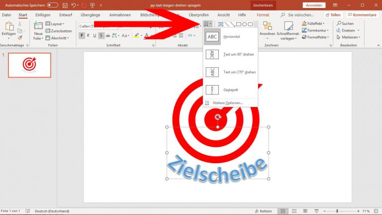 PowerPoint: Text drehen durch Ändern der Textrichtung