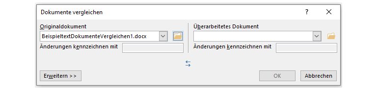 Word-Fenster Vergleichen Eingabe Originaldokument Word-Fenster Vergleichen Eingabe Originaldokument
