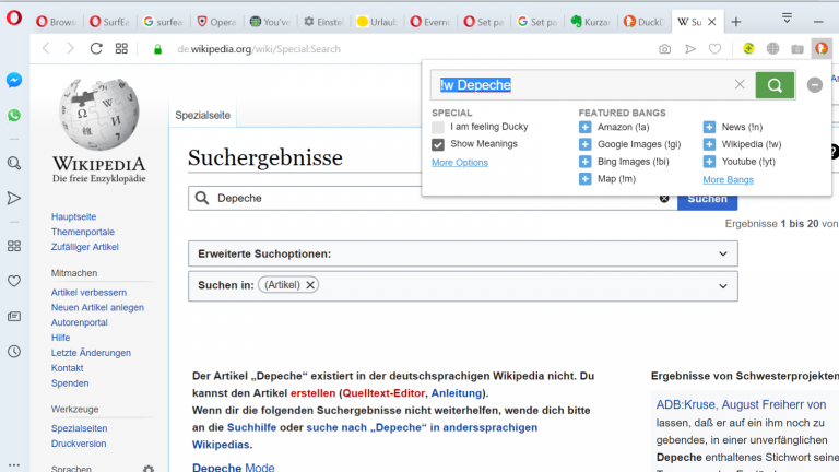 Opera Plug-ins: DuckDuckGo DuckDuckGo-Add-on für Opera