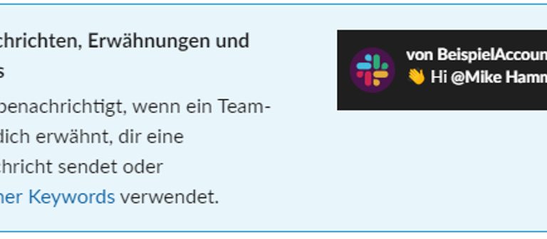 Slack-Fenster Persönliche Einstellungen Keywords