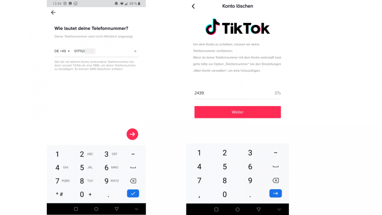 TikTok Account löschen - Code TikTok-Account: Code zum Löschen