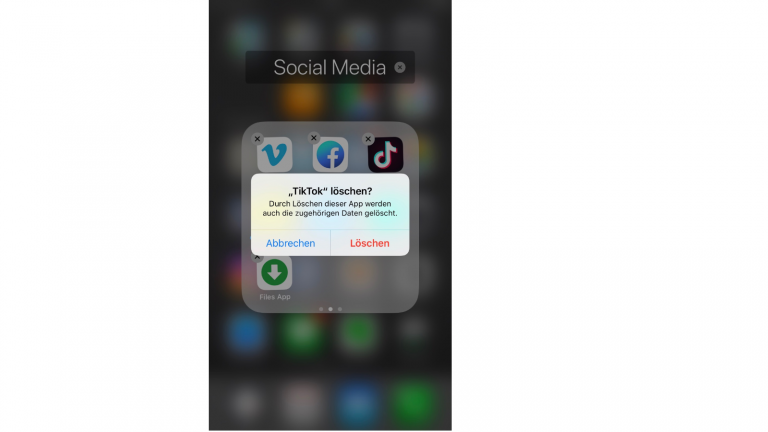 TikTok Account löschen - Deinstallieren auf iOS TikTok-App deinstallieren unter iOS