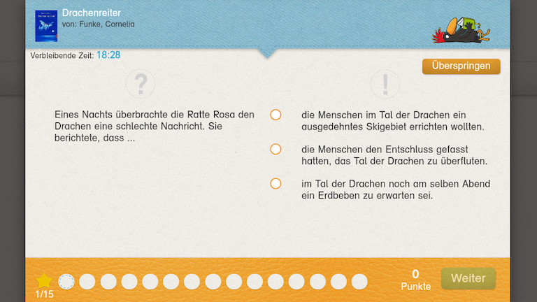Antolin-Bücher lesen - Antwortmöglichkeiten Antolin Quizfrage Antwortmöglichkeiten