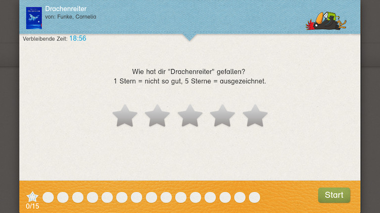 Antolin-Bücher lesen - Start Antolin Quiz Start zur ersten Frage