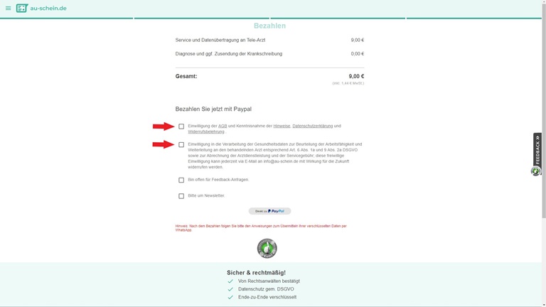 Krankschreibung per WhatsApp: Persönliche Daten eingeben Krankschreibung per WhatsApp: Persönliche Daten eingeben