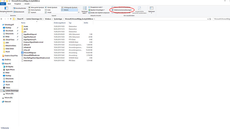 Dateien im Microsoft Explorer umbenennen und Microsoft Edge deaktivieren Dateien im Microsoft Explorer umbenennen und Microsoft Edge deaktivieren