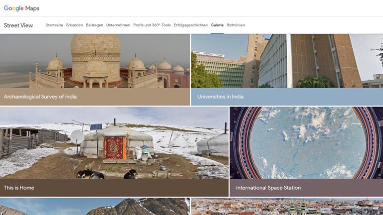 Interessante Orte in der Galerie von Google Maps Street View betrachten