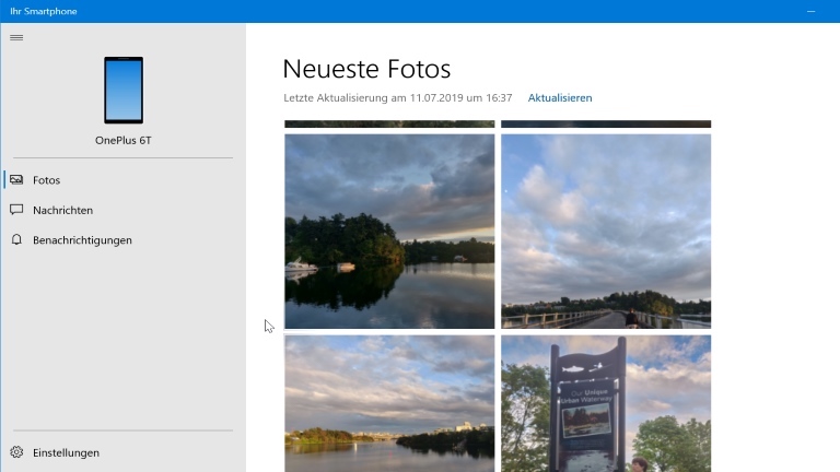 Android auf dem Windows-10-Computer nutzen - Neueste Fotos Screenshot Windows-10-App Ihr Smartphone