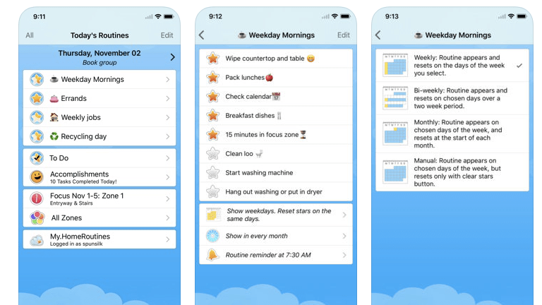 Haushalt organisieren - Home Routines Screenshot Home-Routines-App von Wunderbear