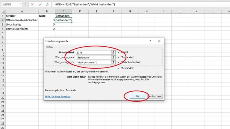 Excel: WENN-DANN-Funktion automatisch eintragen lassen