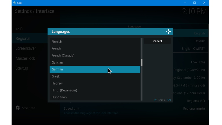 Kodi auf Deutsch umstellen Kodi auf Deutsch umstellen