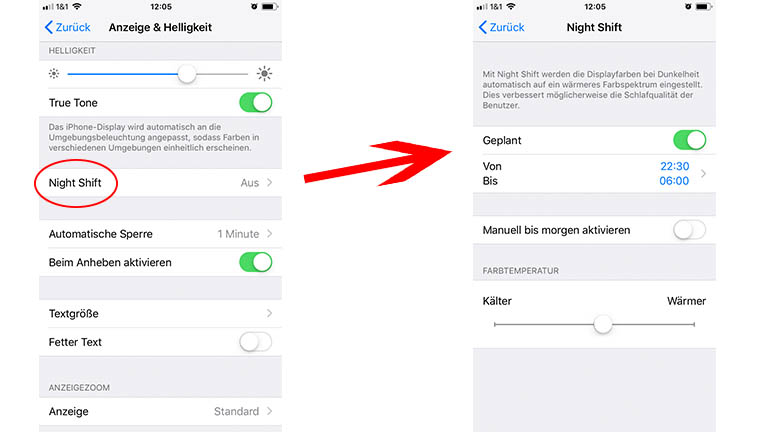Blaufilter am iPhone aktivieren: Night Shift bei iOS 12 Blaufilter am iPhone aktivieren: Night Shift bei iOS 12
