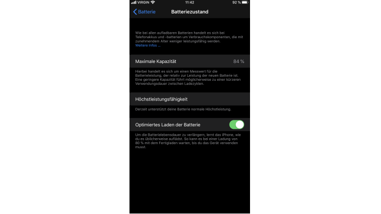 iPhone-Akku: Ladekapazität