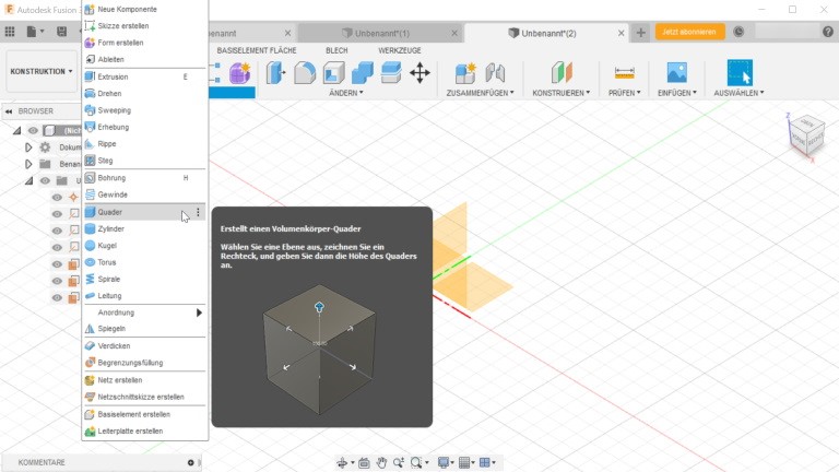 Vorlagen für 3D-Drucker erstellen: So erschaffst du räumliche Objekte 3D-Vorlagen mit Fusion 360: Würfel