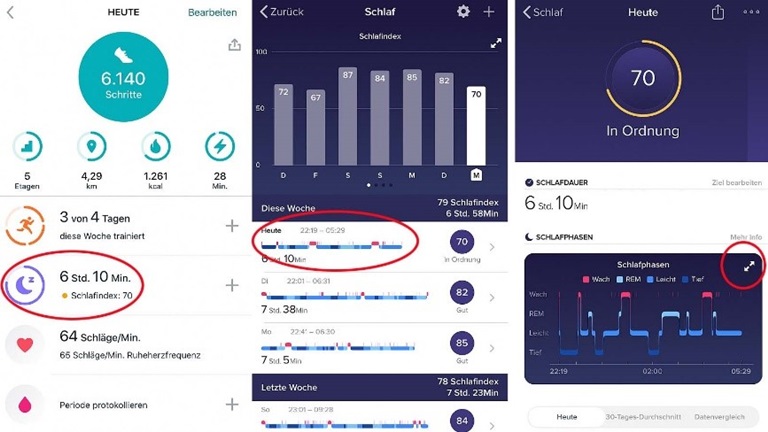 Fitbit: Schlafphasen tracken und deine Daten analysieren Fitbit Schlafphasen: App analysiert Schlafdaten