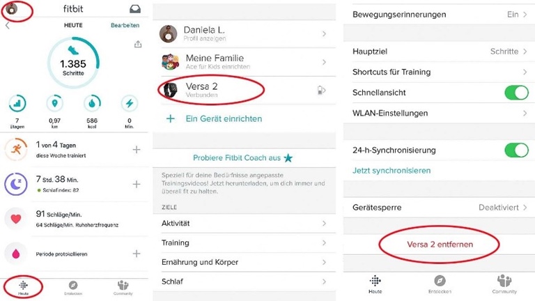 Fitbit synchronisiert nicht: Andere Geräte aus dem Fitbit-Konto entfernen