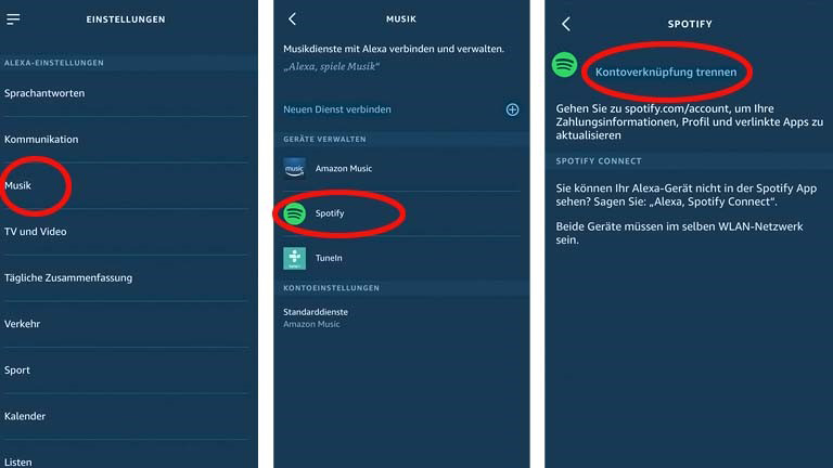 Spotify und Alexa trennen Schritt für Schritt