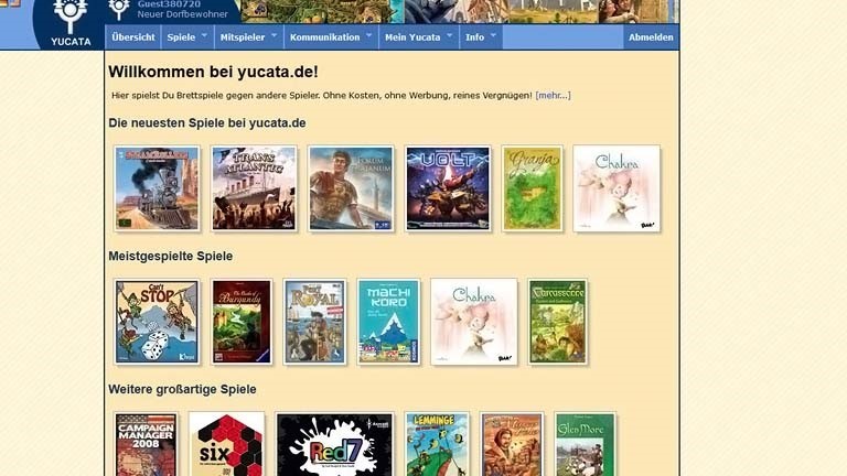 Auf der Spielplattform Yucata Brettspiele online spielen