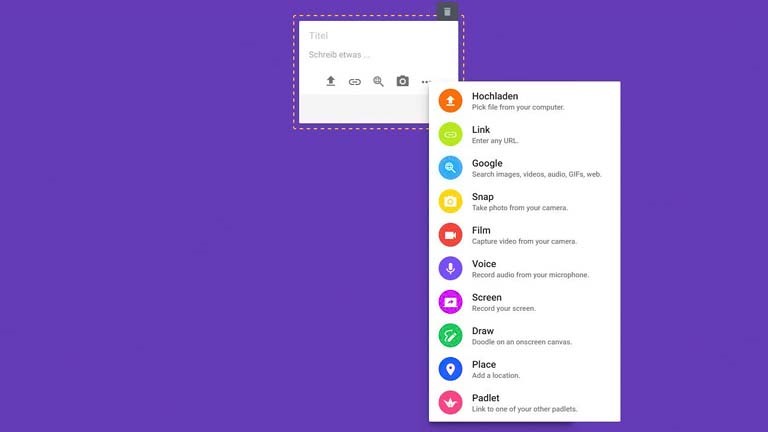 Padlet erstellen und nutzen: Das digitale Klassenzimmer erklärt Liste der unterschiedlichen Funktionen von Padlet