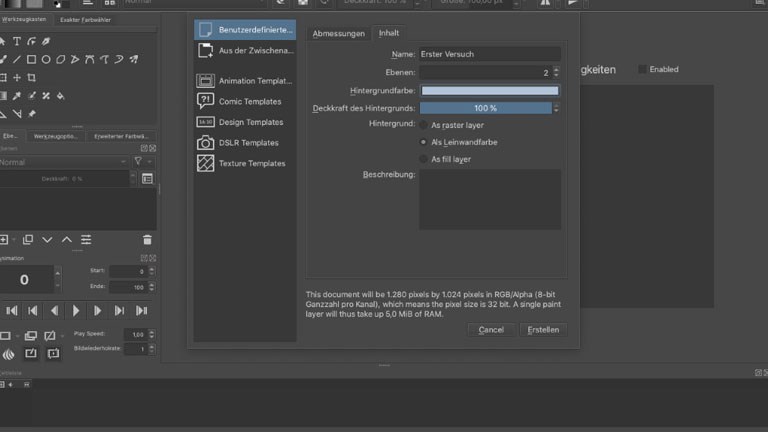 Krita-Animation erstellen: So erweckst du Zeichnungen zum Leben Krita-Animation Projekt anlegen