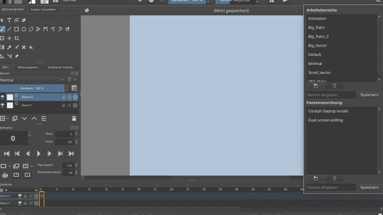 Krita-Animation erstellen: So erweckst du Zeichnungen zum Leben Krita-Arbeitsbereich Animation auswählen
