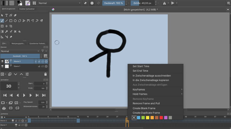 Krita-Animation erstellen: So erweckst du Zeichnungen zum Leben Krita-Animation Frame duplizieren
