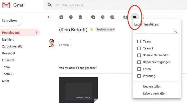 Bei Gmail Label und Filter erstellen: So räumst du dein Postfach auf Gmail-Label zu E-Mails im Posteingang hinzufügen