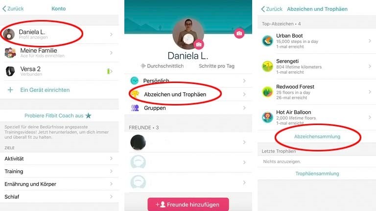 Fitbit-Abzeichen: Die virtuellen Badges erklärt Fitbit-Abzeichen: In der Fitbit-App gesammelte Badges einsehen