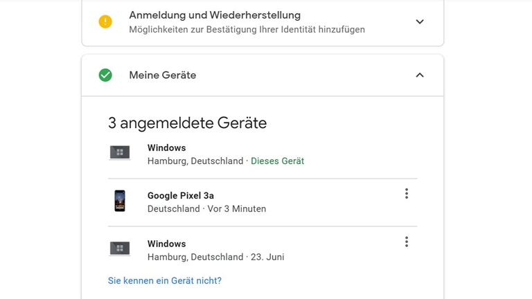 Google-Konto: Sicherheit und Schutz für deinen Account Google-Konto-Geräteliste