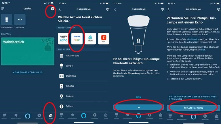 Philips Hue ohne Bridge nutzen: Philips-Hue-Lampen mit der Alexa-App koppeln