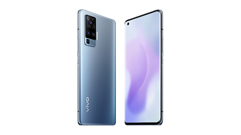 Das Vivo X51 5G seitlich von vorne und seitlich von hinten.
