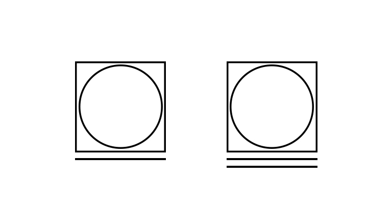 Trockner Symbole Das Grundsymbol für Maschinentrocknen mit einem und zwei Strichen darunter.