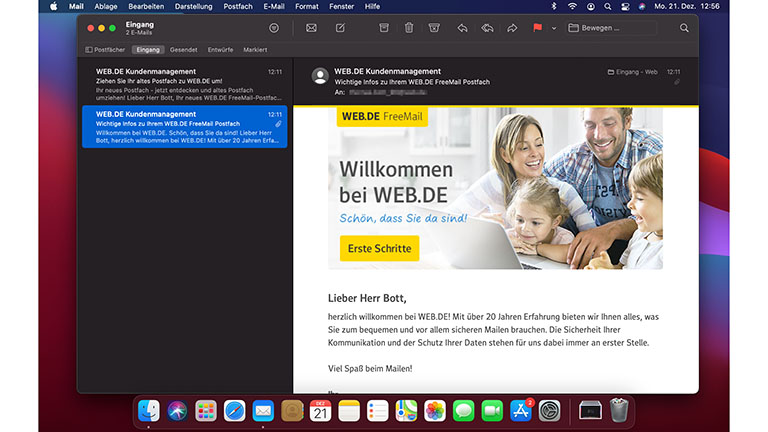 Apple Mail Account einrichten Screenshot von der Apple-Mail-Einrichtung unter macOS.