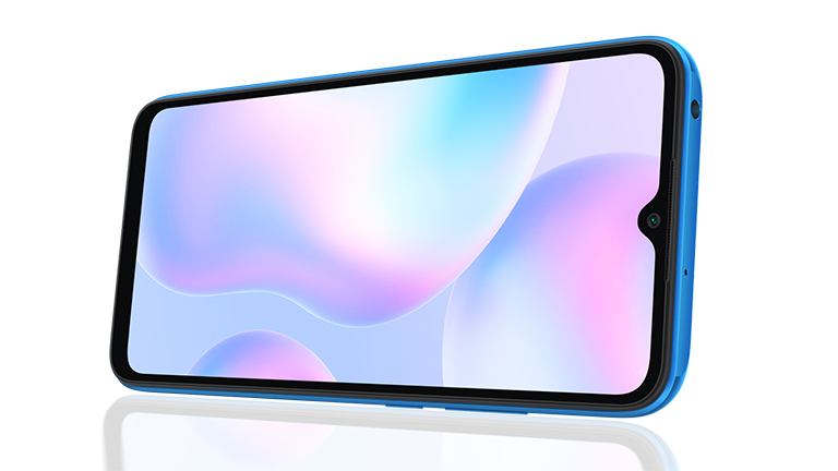 Xiaomi Redmi 9A Das Xiaomi Redmi 9A liegt horizontal auf einer Oberfläche.