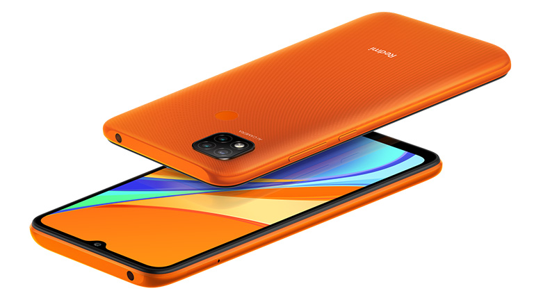 Xiaomi Redmi 9C Das Xiaomi Redmi 9C in Orange von vorne und hinten.