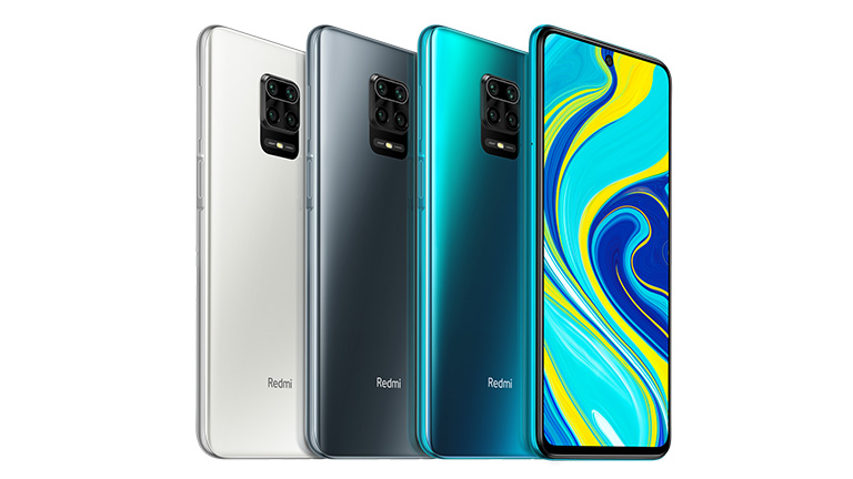 Xiaomi Redmi Note 9S Das Xiaomi Redmi Note 9S in Weiß, Grau und Blau.
